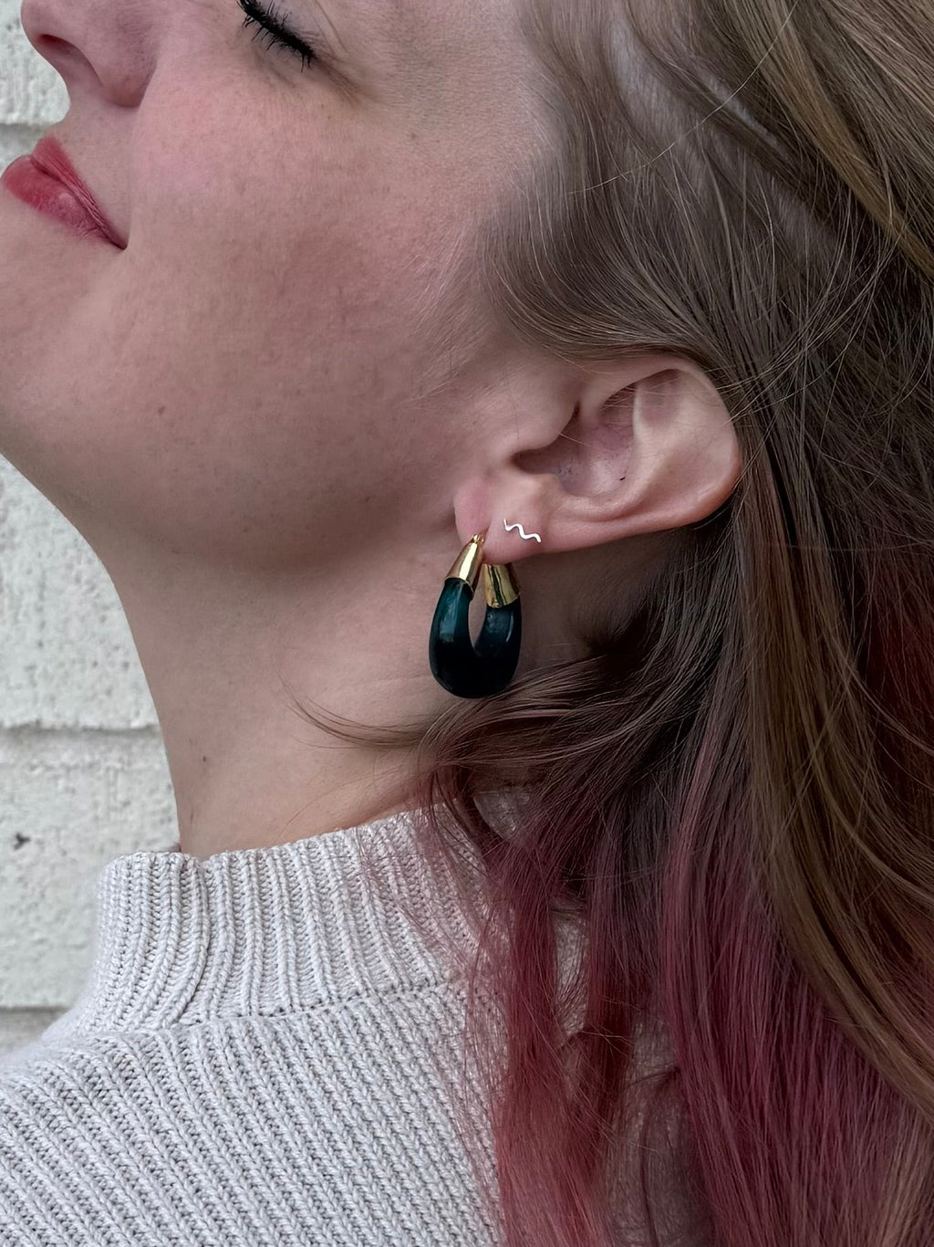 Deep Forest Resin Hoop Earrings