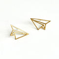 Paper Plane Brass Stud Earrings