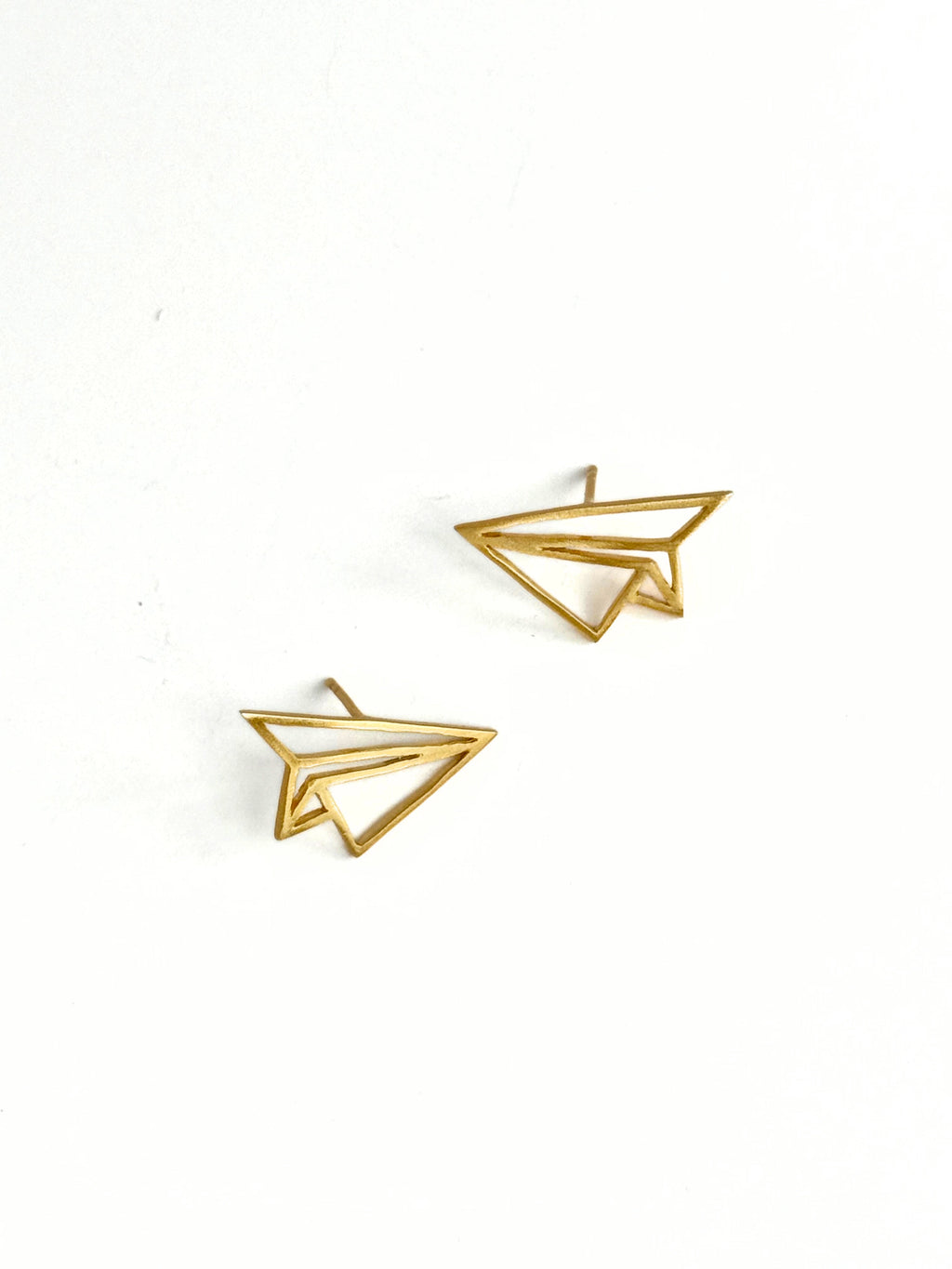 Paper Plane Brass Stud Earrings