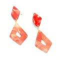 Coral Prism Resin Drop Earrings