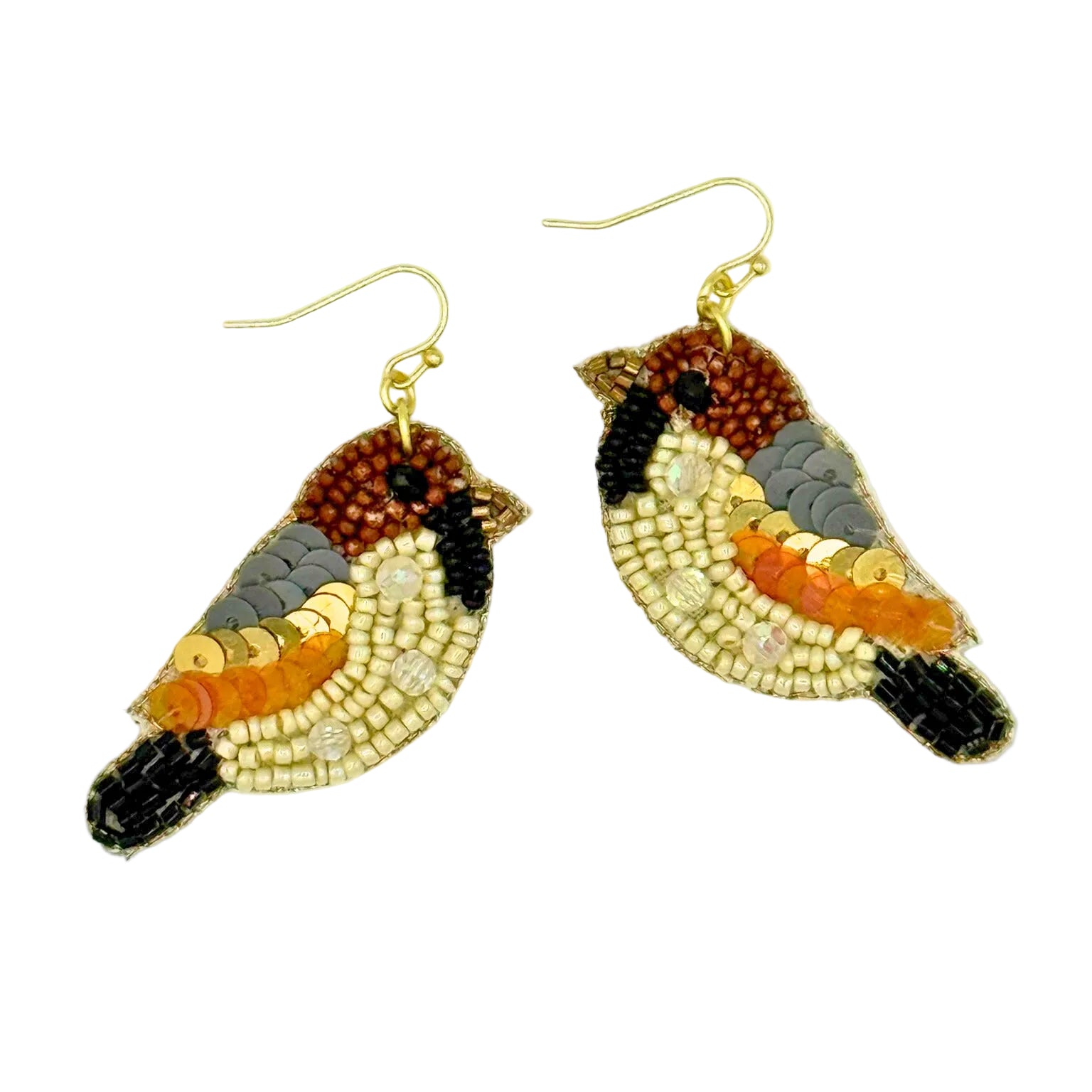 Songbird Embroidered Beaded Earrings